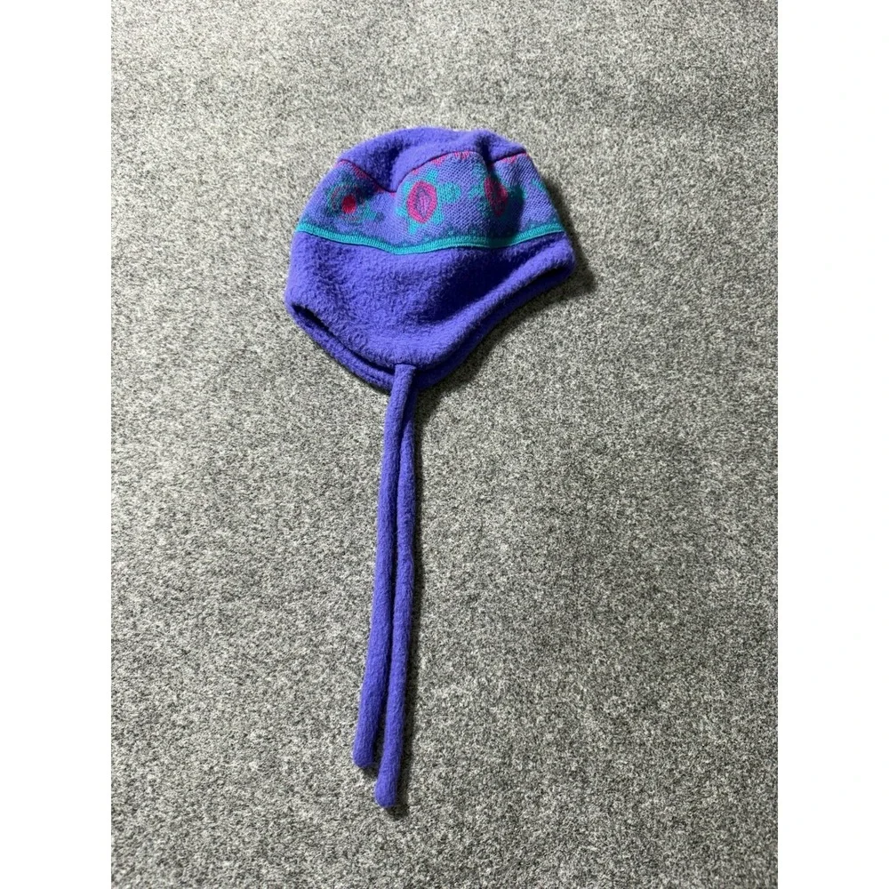 VTG Turtle Fur Kids Winter Beanie Ski Hat Wool Knit‎ Fleece Lining Purple 90s